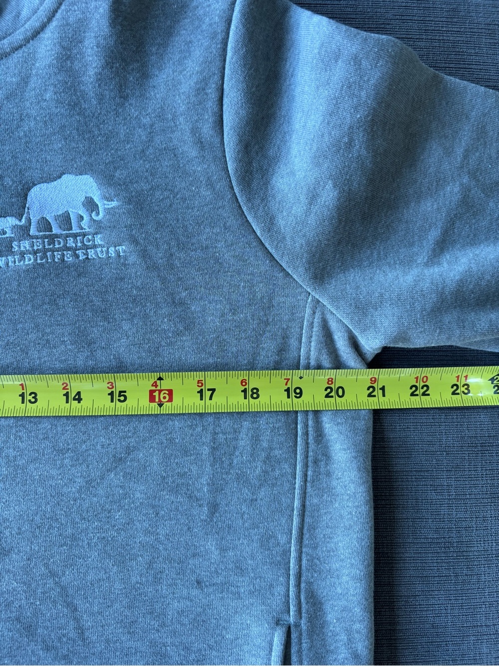 League Gray Quarter-Zip Pullover Sweatshirt - Sheldrick Wildlife Trust - Medium - Picture 8 of 9